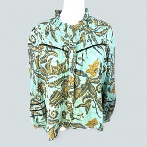 Jackie and Grace NWT Anthropologie size Med Green paisley w velvet trim‎
